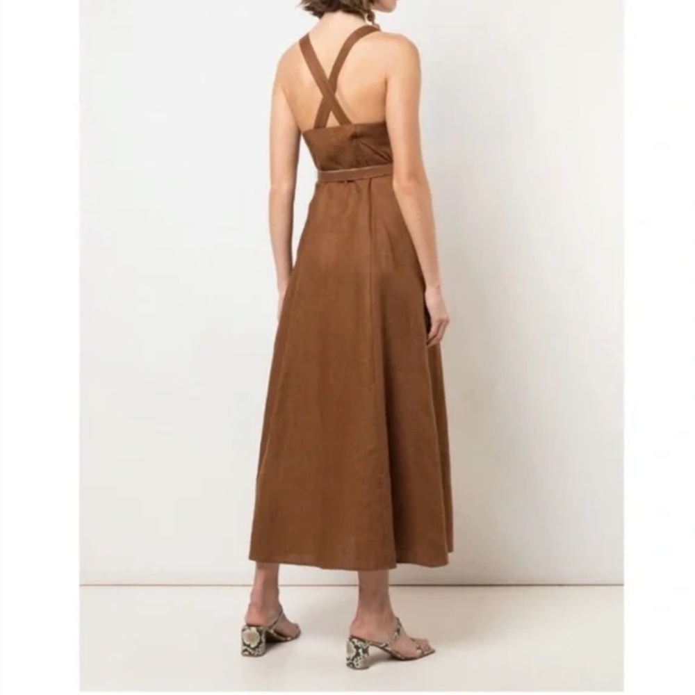 NICHOLAS Yasmine Linen Dress Brown Tobacco Maxi size 4 - Picture 2 of 10